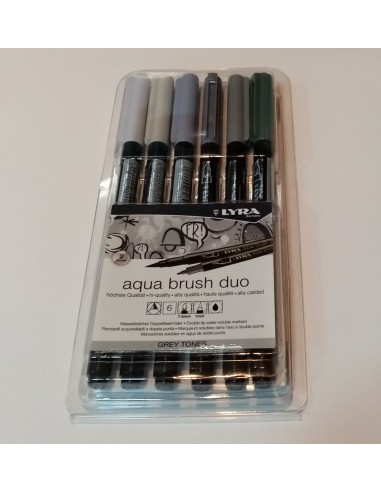 Comprar Marcador Lyra Aqua Brush Duo C/6 Tons de Cinza | Brush Pen | Lyra