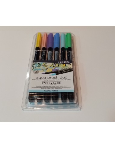 Comprar Marcador Lyra Aqua Brush Duo C/6 Pastel | Brush Pen | Lyra