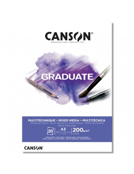 Comprar Bloco Canson Graduate Mix Media 200grs | Papel Mix Media | Canson