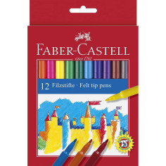 Comprar Marcadores Faber-Castell c/12  (lavável em têxtil, base aquosa) | Papelaria Online | Faber-Castell