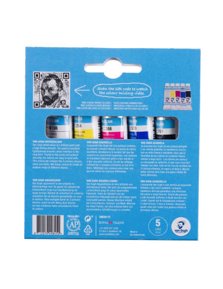 Comprar Aguarela em Tubo Van Gogh C/5 Cores Primárias | Aguarela em Tubo 10ml. e 1/2 pastinha | Talens