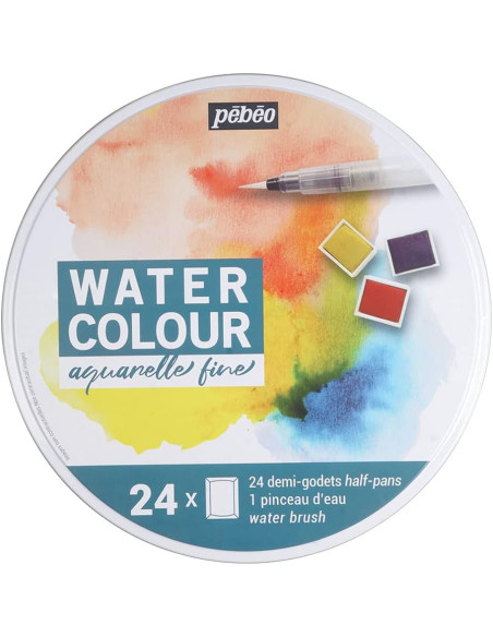 Comprar Aguarela Fine Pébéo Cx. Metal C/24 Pastilhas | Aguarela em Tubo 10ml. e 1/2 pastinha | Pébéo