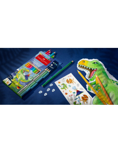 Comprar Lápis de Cor Faber-Castell Grip 10 + 3 Metálicos ( Dino ) | Lápis de Cor Aguareláveis | Faber-Castell