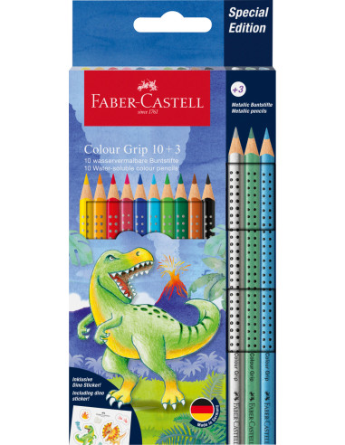 Comprar Lápis de Cor Faber-Castell Grip 10 + 3 Metálicos ( Dino ) | Lápis de Cor Aguareláveis | Faber-Castell