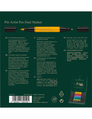 Comprar Marcadores Faber-Castell Pitt Pen Dual C/10 | Brush Pen | Faber-Castell