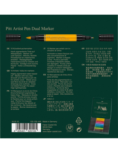 Comprar Marcadores Faber-Castell Pitt Pen Dual C/10 | Brush Pen | Faber-Castell