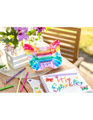 Comprar Lápis Faber-Castell Sparkle Cx. Borboleta Metal C/10 | Lápis de cor Polychromos | Faber-Castell