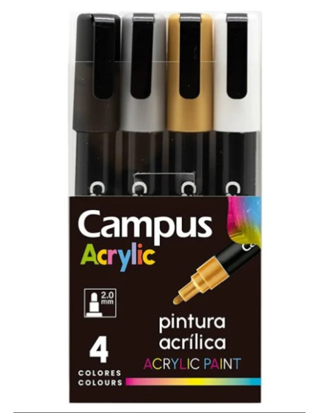 Comprar Set Marcadores Acrílico Campus C/4 | Marcadores Acrílicos | Papelaria João Correia