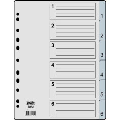 Comprar Conj. separador numérico 1/6 P.P. 0.13 c/índice A4 | Arquivo | Manufacturas Roma