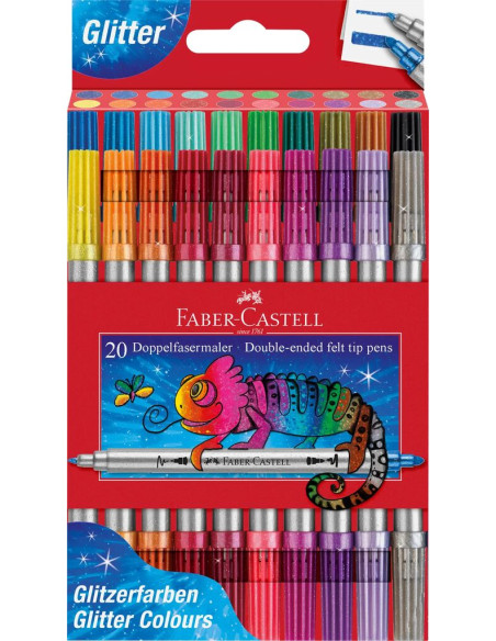 Marcadores Faber-Castell Dupla Ponta Glitter C/20 151108