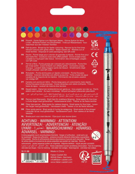 Marcadores Faber-Castell Dupla Ponta Glitter C/20 151108