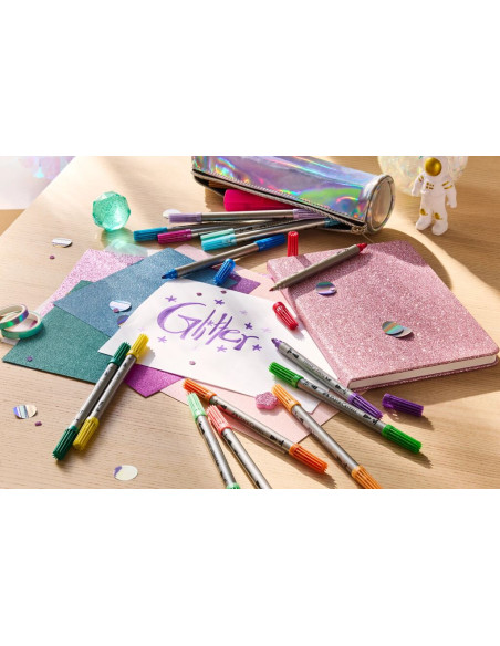 Marcadores Faber-Castell Dupla Ponta Glitter C/20 151108