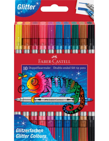 Marcadores Faber-Castell Dupla Ponta Glitter C/10 151107