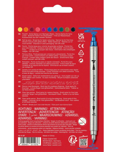 Marcadores Faber-Castell Dupla Ponta Glitter C/10 151107