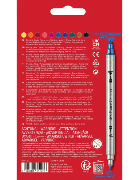Marcadores Faber-Castell Dupla Ponta Glitter C/10 151107